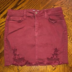O2 denim maroon skirt